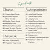 Ingredient list for medium cheese and charcuterie board showing seven gourmet cheeses, two cured meats, and eleven accompaniments including dried fruits, nuts, olives, and crackers.