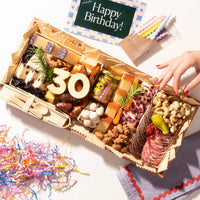 Birthday charcuterie board featuring 