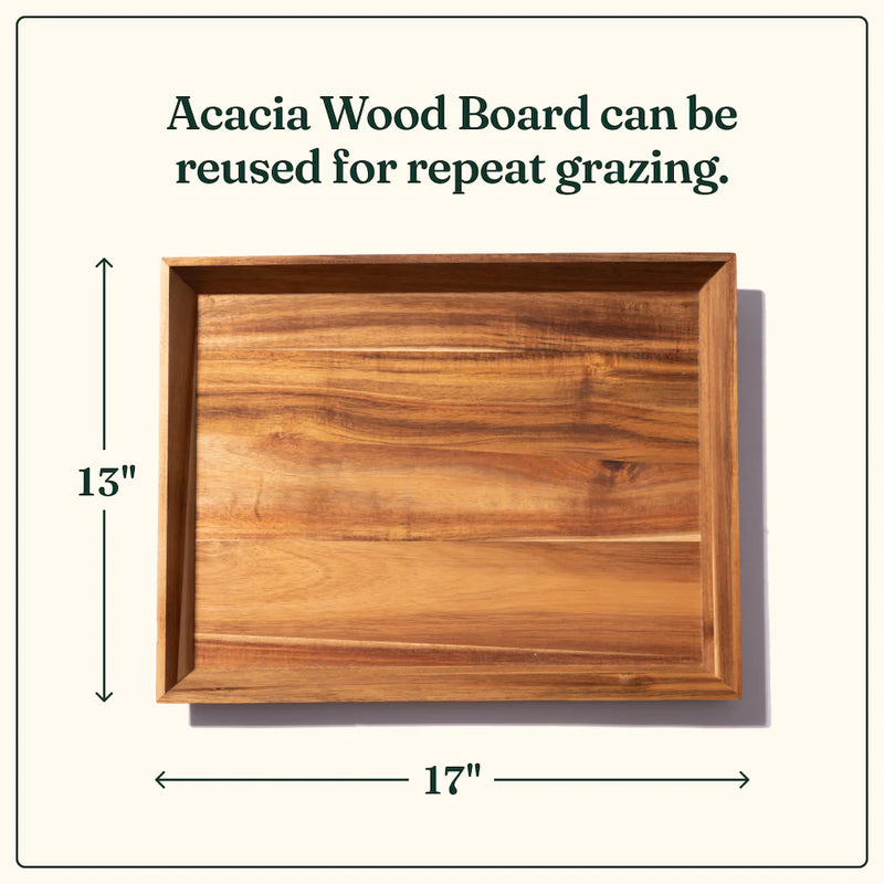 reusable Acacia wood board for repeatable grazing